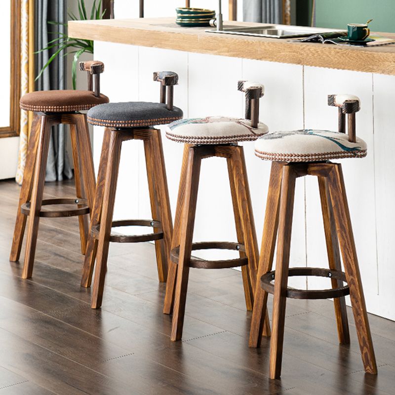 Modern Wooden Barstool Fabric Cushion in Matte Finish for Indoor