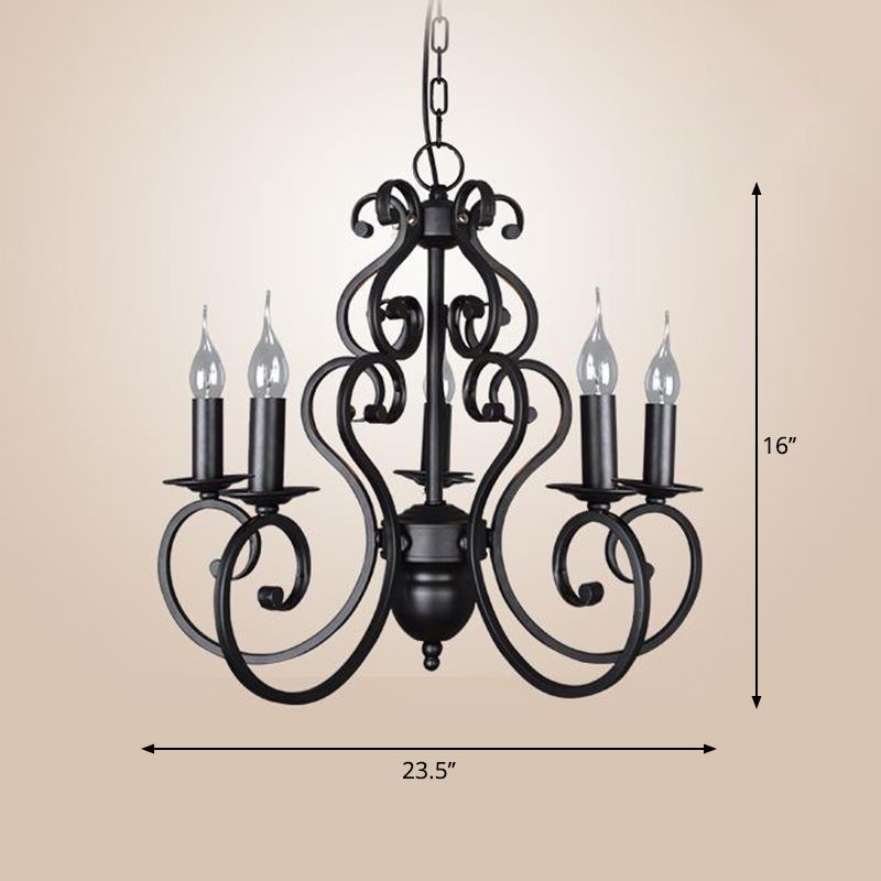 5/6 Lichten metalen hangers kroonluchter klassieke zwarte gezwilde arm woonkamer hangende plafond armatuur