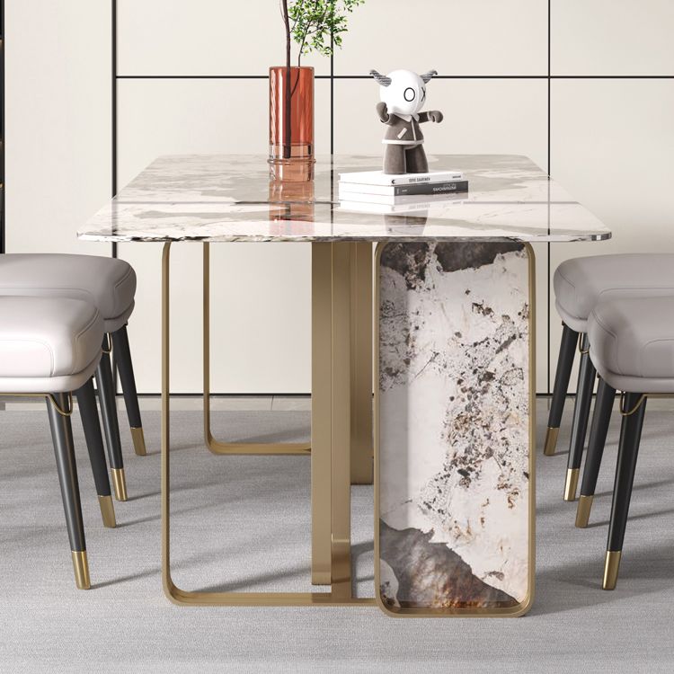 Rectangle Stainless Steel Dining Site Table Traditional Luxury Dinette Table for Home