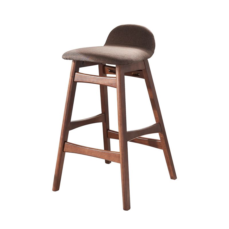 Walnut Solid Wood Bar Stools Industrial Linen Barstools with Low Back
