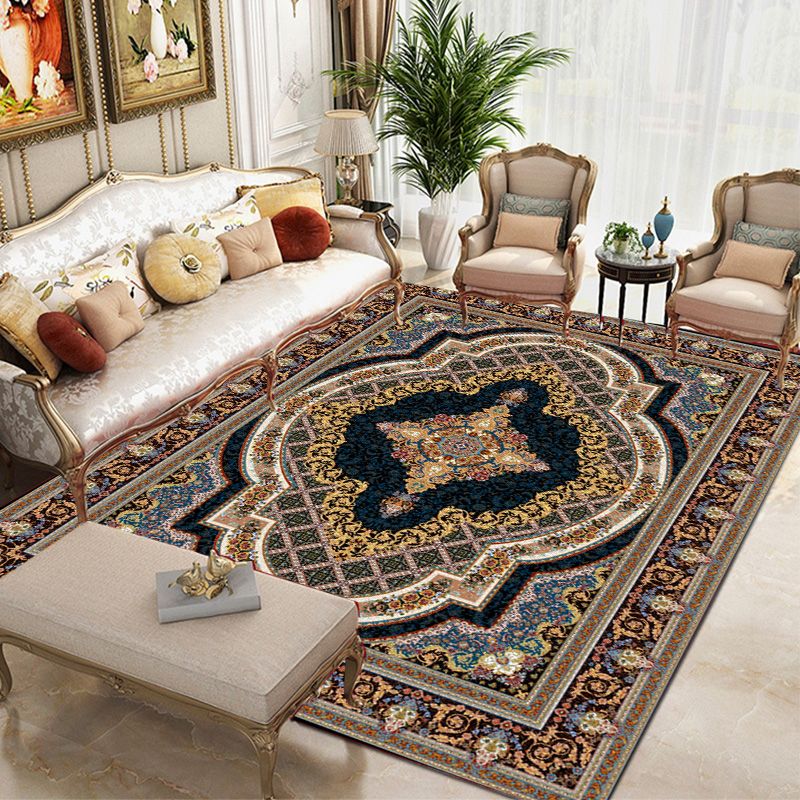 Brown Modern Area Carpet Traditioanl Pattern Polyester Rug Stain Resistant Area Rug for Home Decor