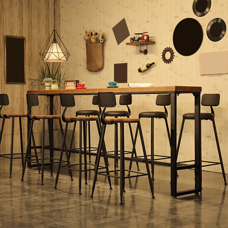 Trestle Base Dining Table Industrial Solid Wood Bar Table for Bistro