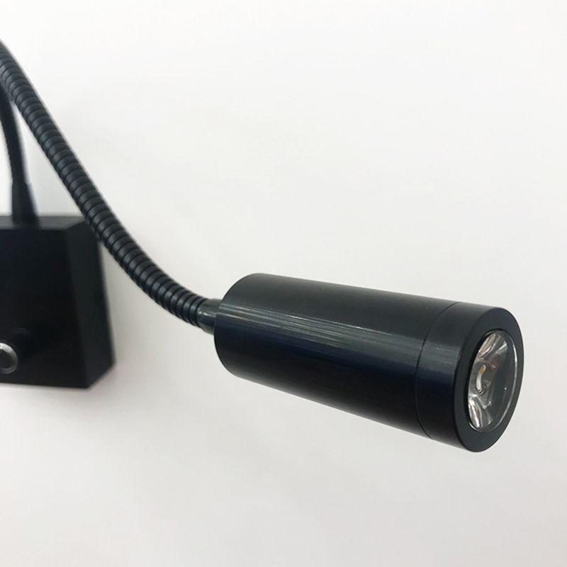 1 Light Square Wall Sconces Modern Style Metal Wall Mounted Reading Lights in Black