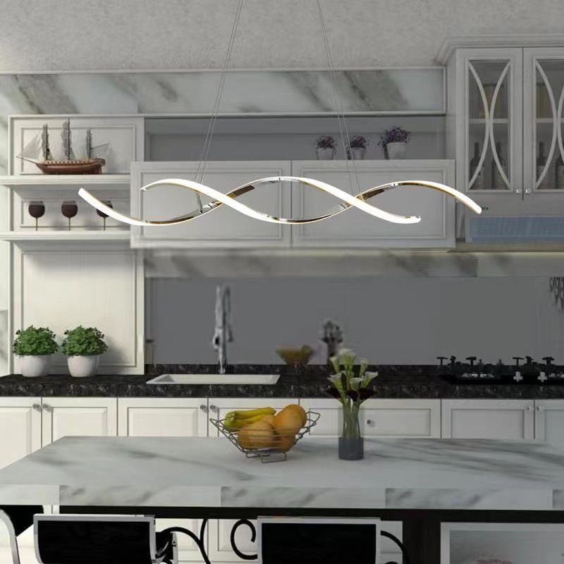 Ligera de forma lineal Luz moderna 2 luz LED colgante para sala de estar