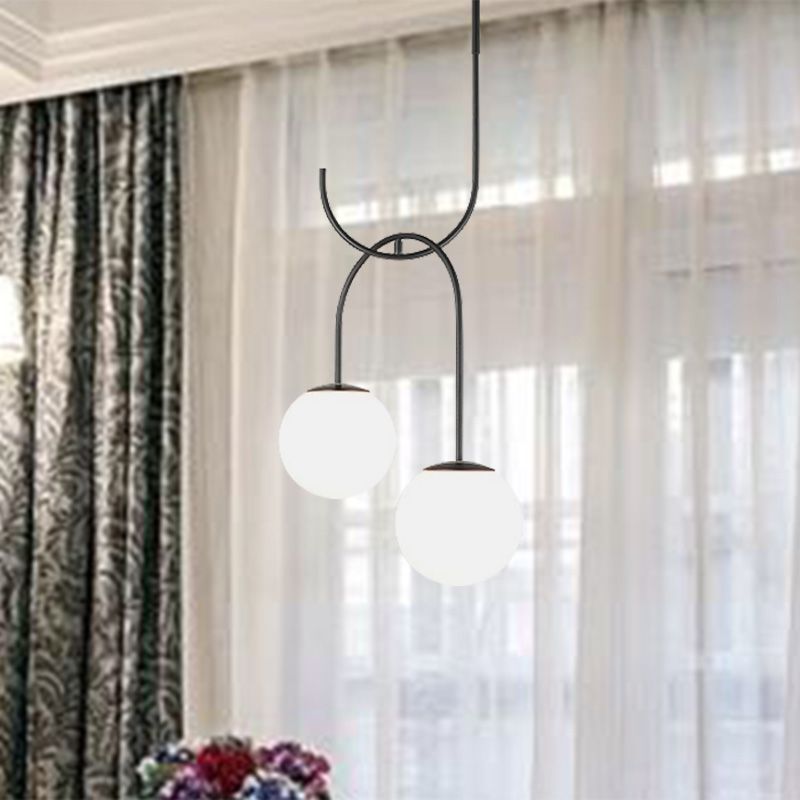 Luce in metallo globo industriale 2 lampadina bianca/fumo grigio vetro a led ciondoli multipla in nero/grigio/oro