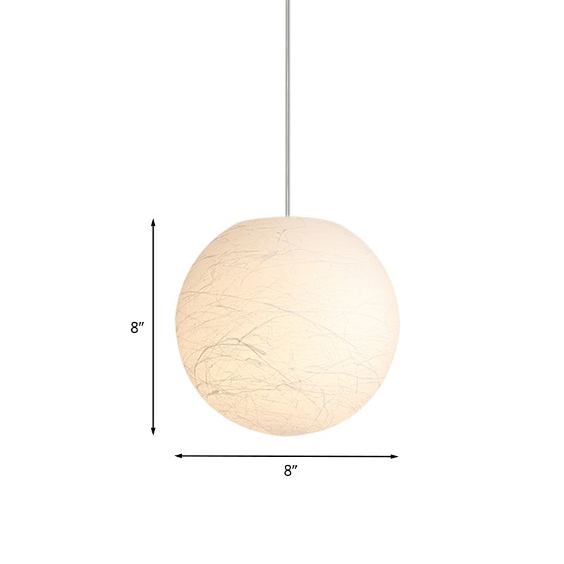 Kugelförmige Decke Anhängerlampe Einfaches Acryl -Einzelbistro -Pendel Licht in Weiß mit strukturierter Oberfläche, 8/12 Zoll Dia