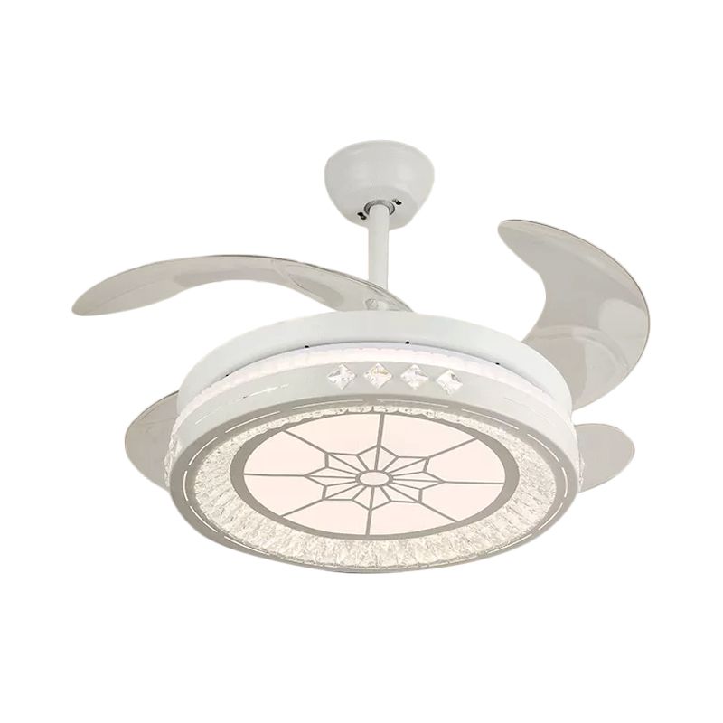 Simpulla Light a fiiling semifulò da 19 "Luce a filo rotondo a sospensione con tonalità acrilica, 4 lame