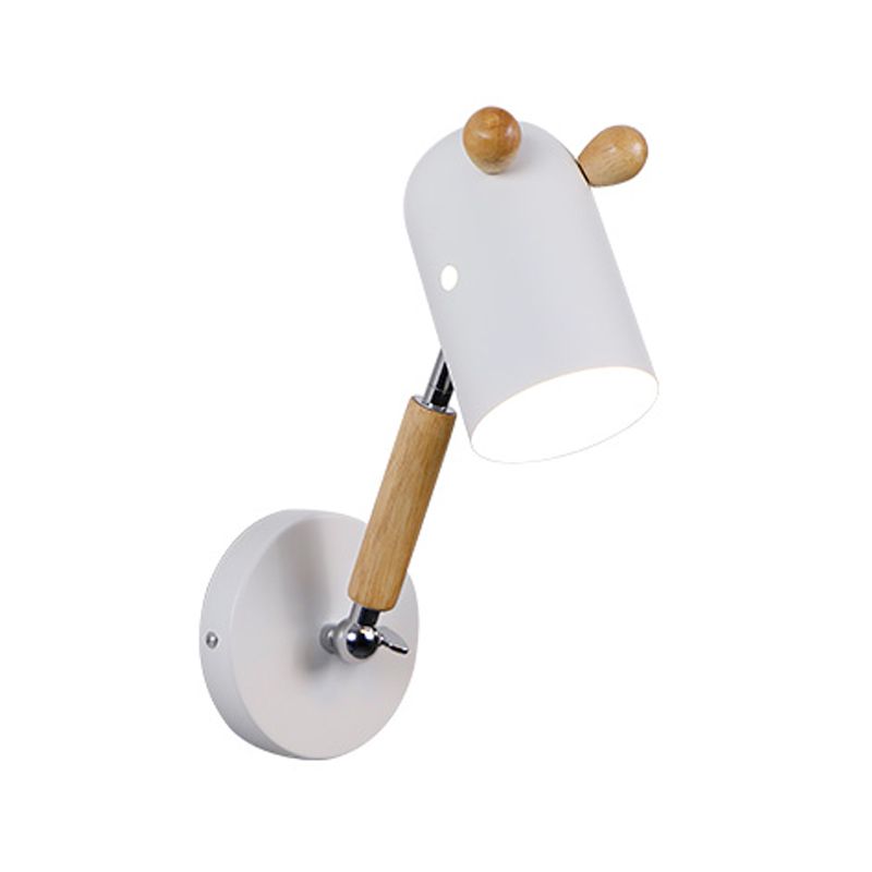 IJzeren langwerpige koepel Swingarm Wandlamp Kinderen 1 lamp Wit/groen/Grey-Wood SCONCE-armatuur met ventilatiegat