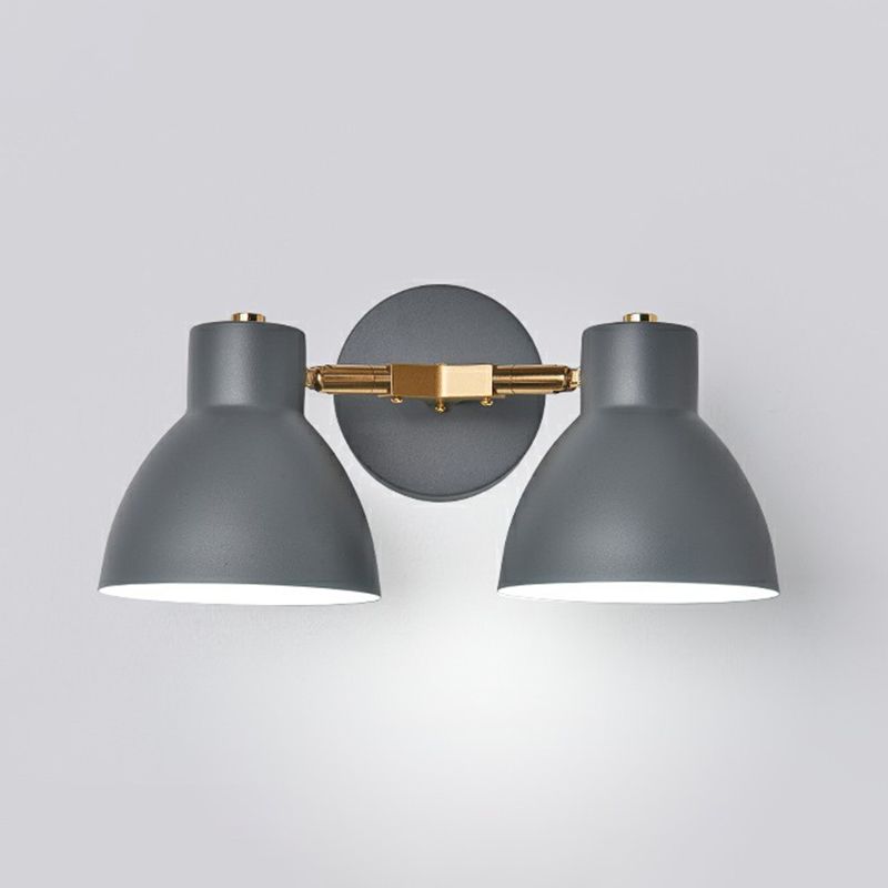 Lámpara de pared geométrica de luz de lectura de 2 cabezas nórdicas con sombra de metal para dormitorio