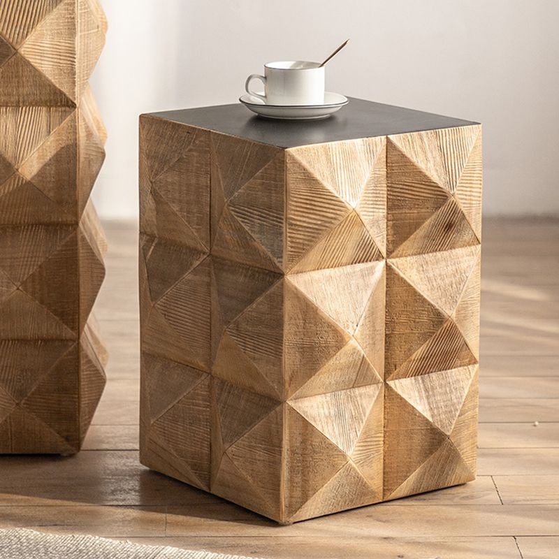 Rustic Geometric Accent Side Table Wooden Side End Snack Table