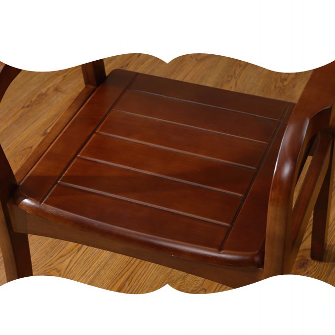 Fauteuil de salle à manger avec dossier en bois, chaise simple traditionnelle avec bras en bois d'hévéa