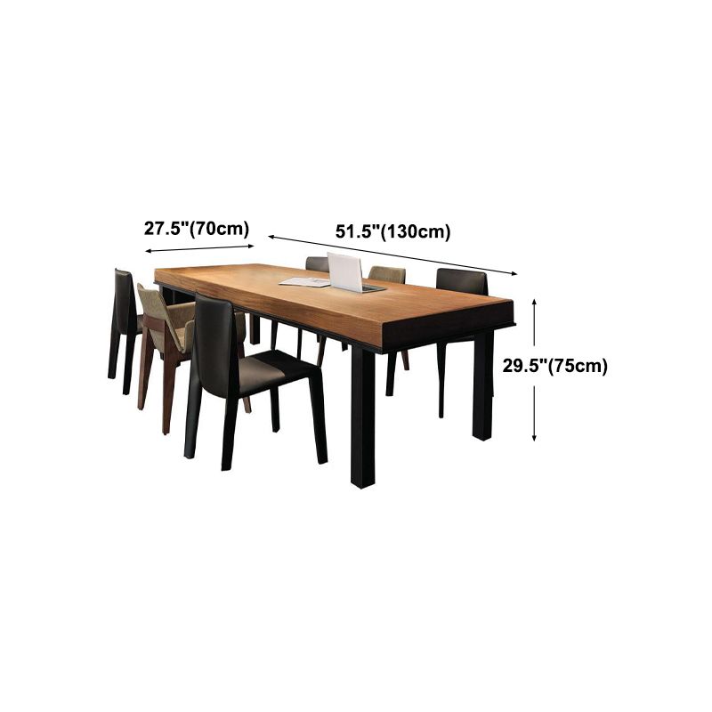Rectangle Industrial Dining Table Solid Wood Top Home Table with 4 Black Iron Legs