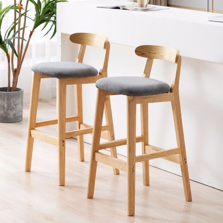Scandinavian Rubberwood Home Stool Matte Finish Upholstered Footrest Barstool