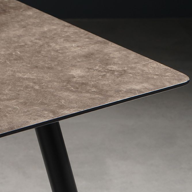 Mesa de comedor de estilo industrial Mesa de comedor marrón 4 patas con marco negro