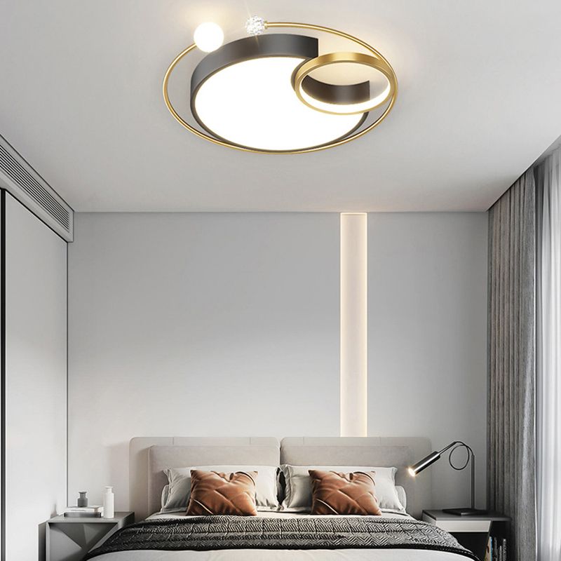 Geometric Flush Mount Fixture Contemporary Metal Ceiling Light in Black