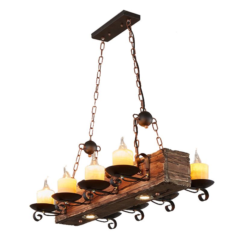 Industrial Ship Shape Island Pendant Lights Wood Multiple-Light Island Pendant