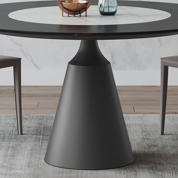 Modern 1/3/4/5 Pieces Black Dining Table Set with Sintered Stone Top Round Dinette Set