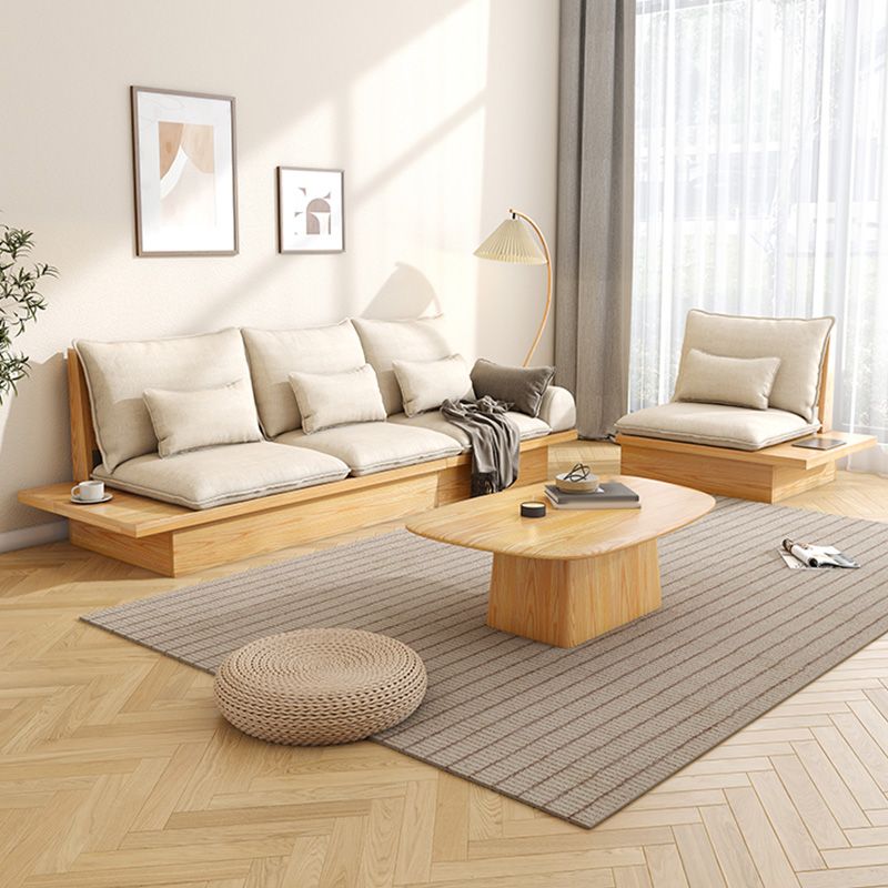 Scandinavian Fabric Living Room Sofa Loose Back White Seating