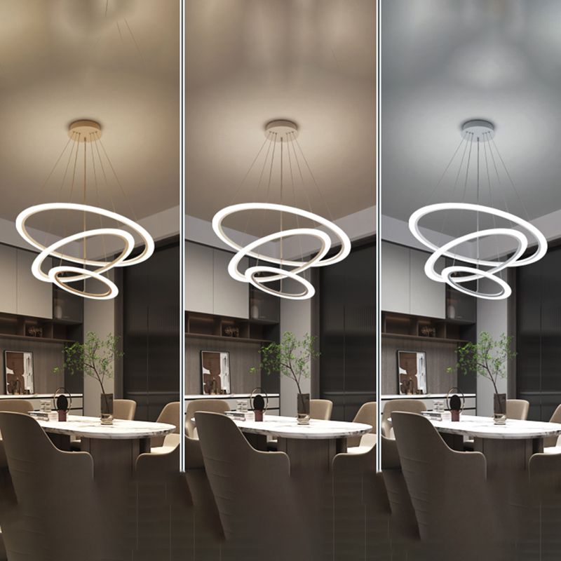 Modern Layered Chandelier Metal White Circle LED Chandelier Pendant for Living Room