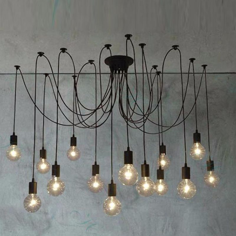 Luce a ciondolo a ciondolo a più luci in stile industriale in lampadina di bulbo per ristorante