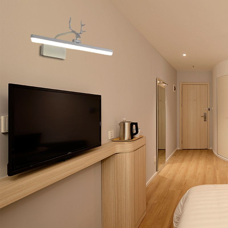 16 "/ 22" / 28 "W rectangle Mirror Vanité Lumière avec un éclairage mural acrylique moderne rotatif en bois en noir / or / blanc