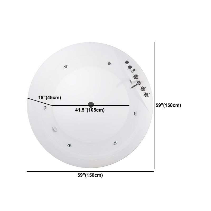 Modern White Acrylic Bath Tub Round Drop-in Bathtub for Home