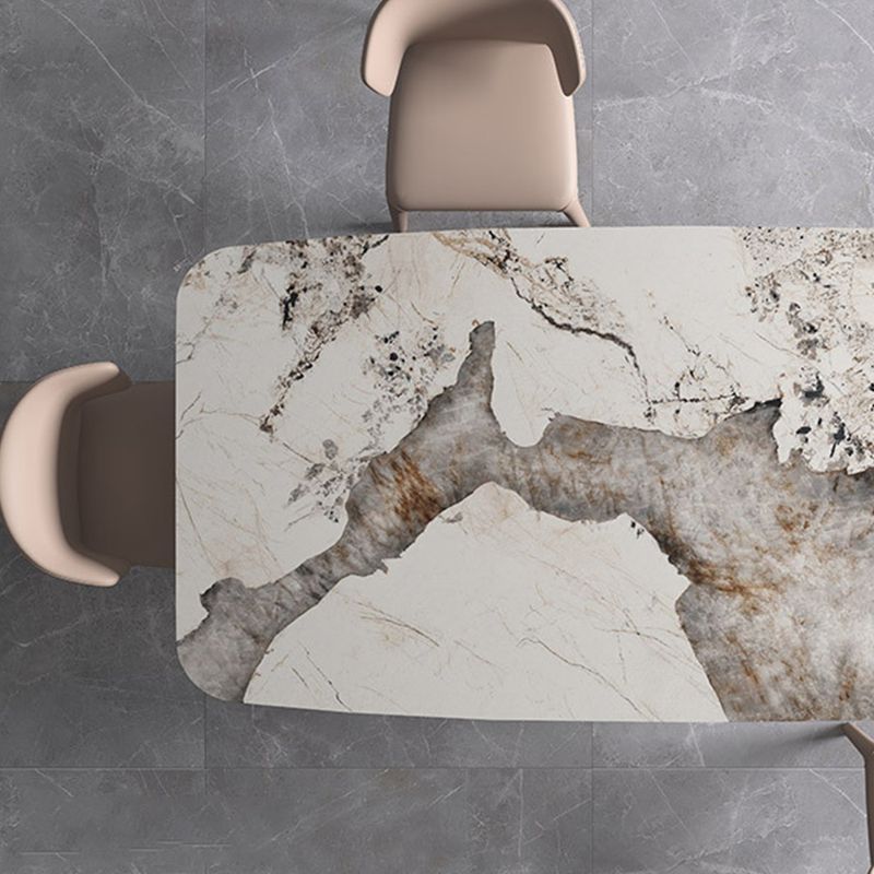Rectangle Stone Dining Table Contemporary Dining Table with Pedestal Base