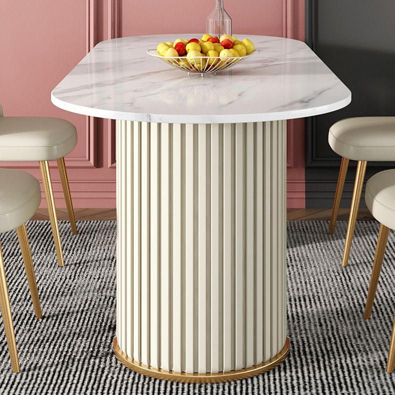 Mesa de comedor de lujo de doble pedestal oval