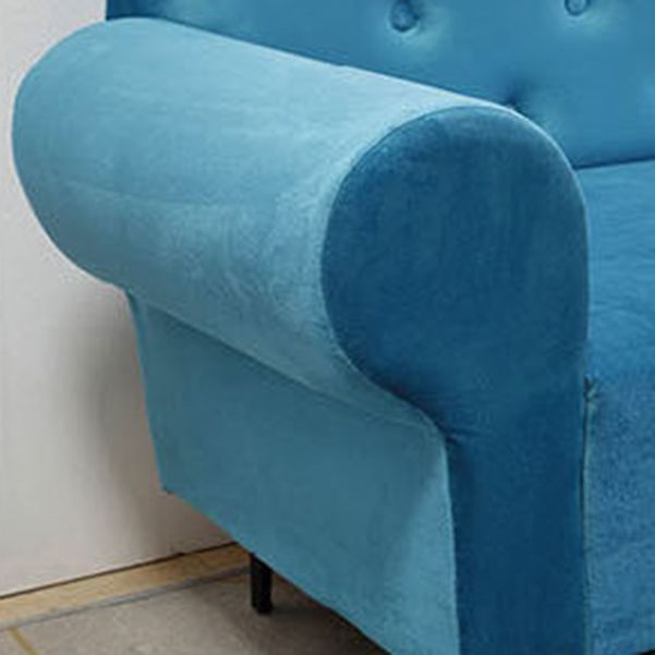 Glam Cushioned Chaise Lounge Round Arms Lounge with 2 Pillows for Living Room