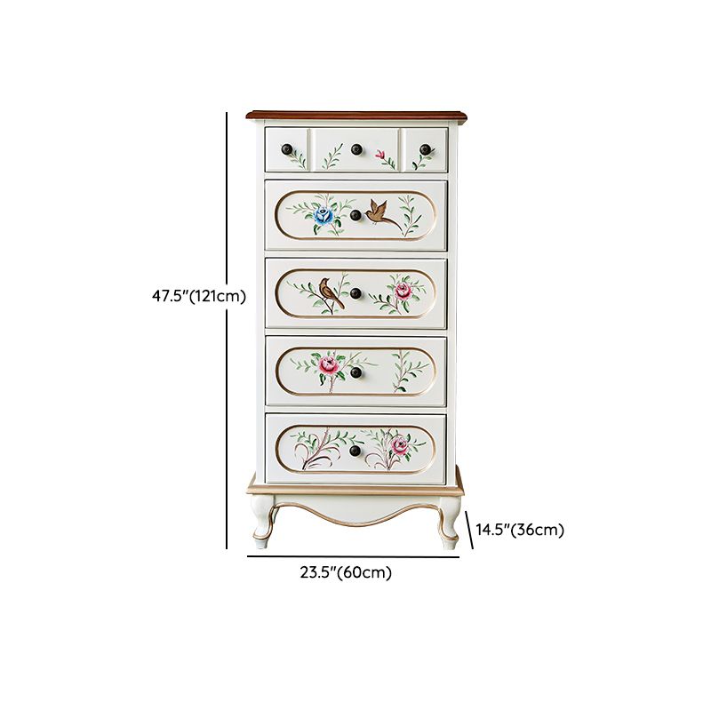 White French Country Wood Storage Chest with Drawers for Home