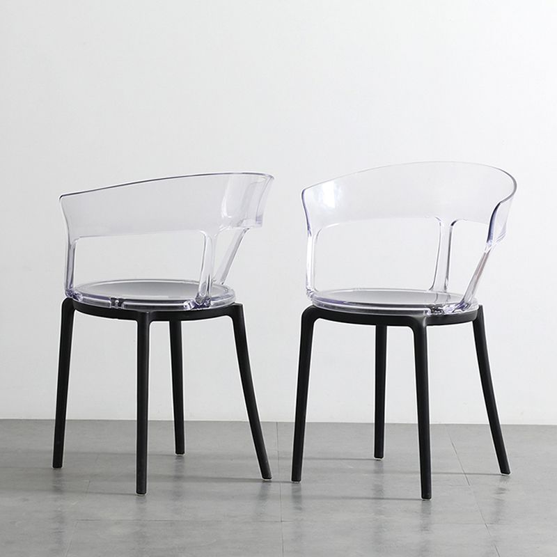 Contemporary Style Arm Chair Open Back Side Plastic Chair for Dining Room