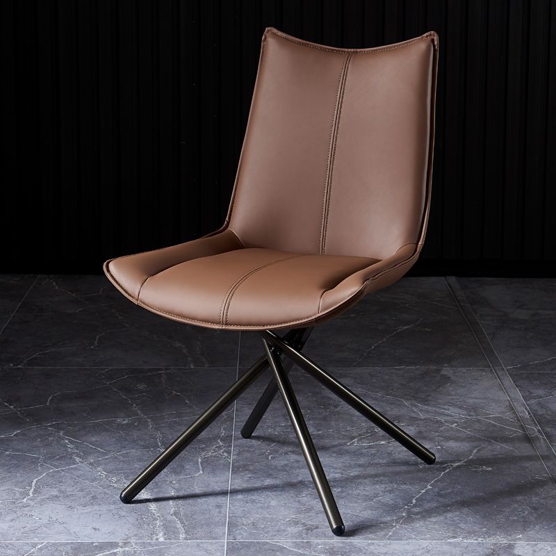 Chaise de salle à manger à dossier solide en cuir moderne (Ensemble de 2)