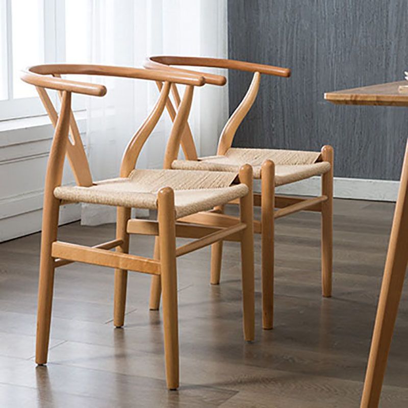 Silla de comedor natural tapizada contemporánea Wishbone Home Chair