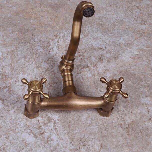 Brass Wide Spread Bathroom Faucet Industrial Lever Lavatory Faucet