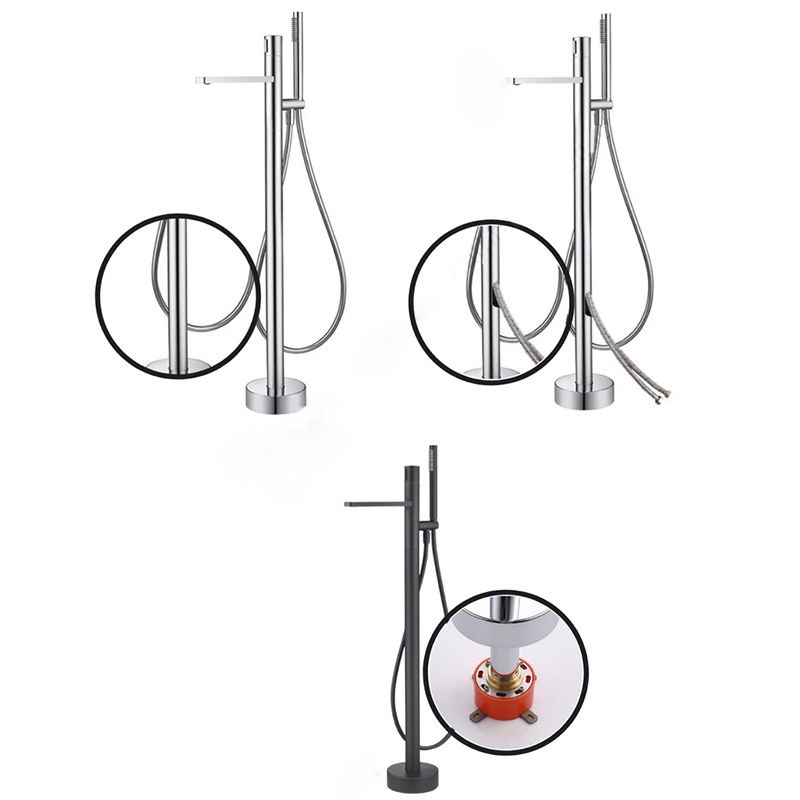 Floor Mounted Metal Freestanding Tub Filler Single Handle Freestanding Tub Filler Trim