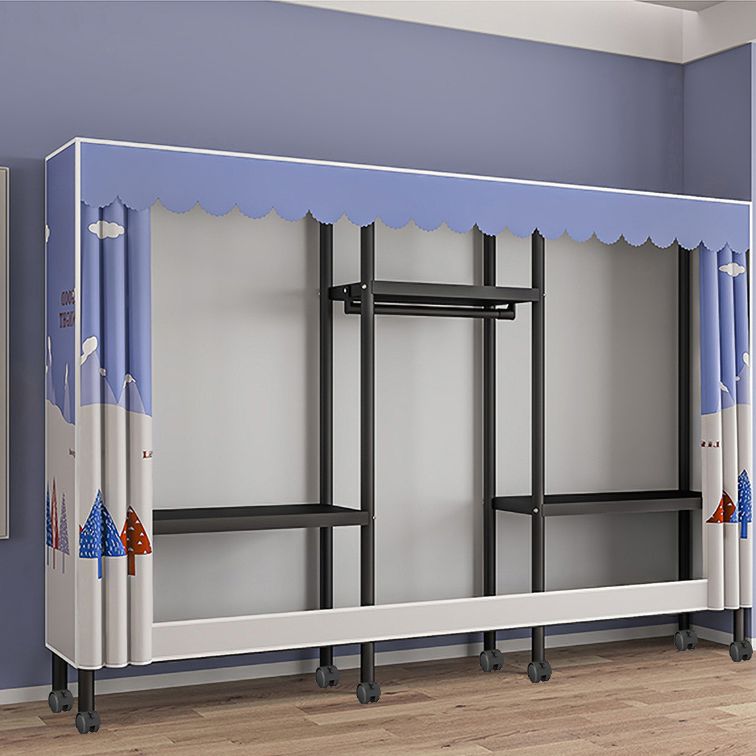 Contemporary Style Wardrobe Armoire Metal Frame Armoire with Garment Rod for Home