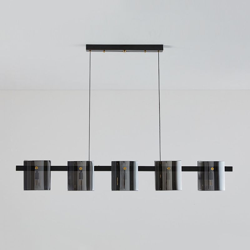 Glass Rectangle Island Light Fixtures Modern Multiple-Light Island Pendant