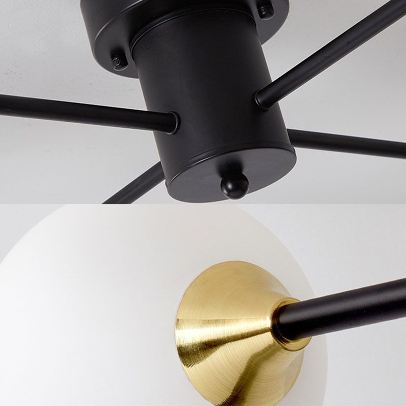 Modern Creative Creative Sputnik Soffture a soffitto in ferro battuto a filo con tonalità di vetro