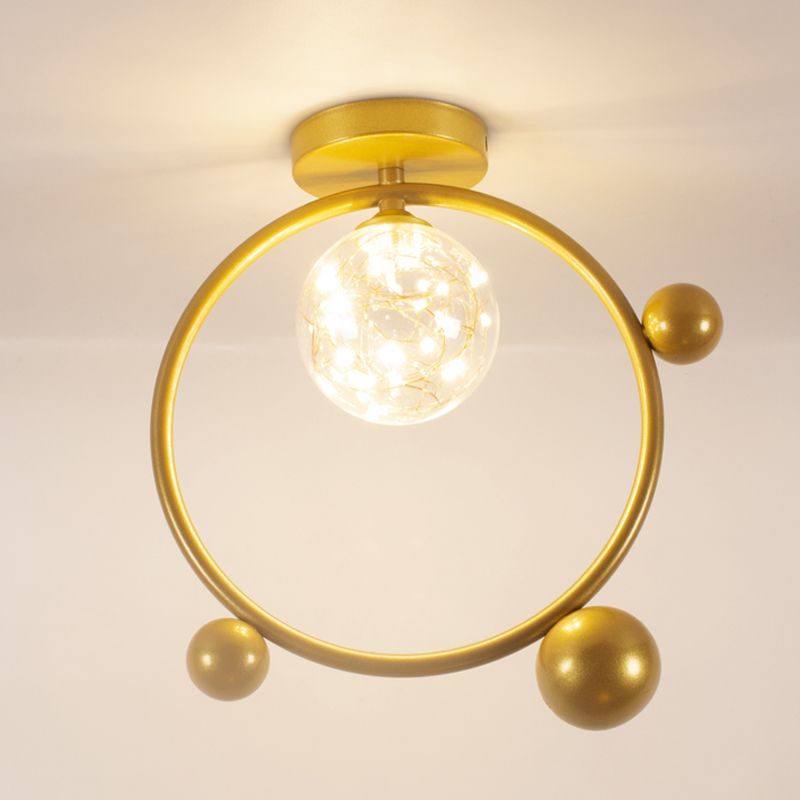 1 Light Spherical Ceiling Lamp Modern Style Glass Ceiling Lighting for Living Room
