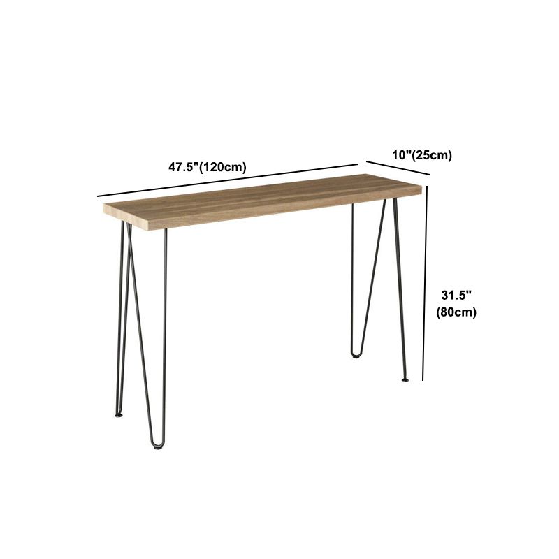 Rectangle Solid Wood Console Table Ironcraft Frame Accent Table for Hall
