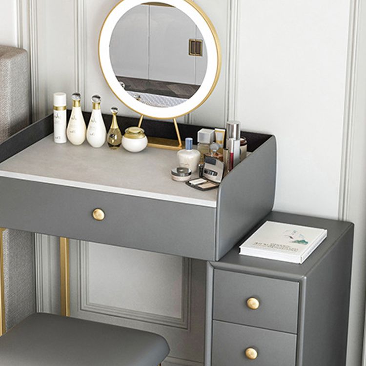 Glam Slate Top Vanity Table with 4 Drawer Dressing Table in Grey