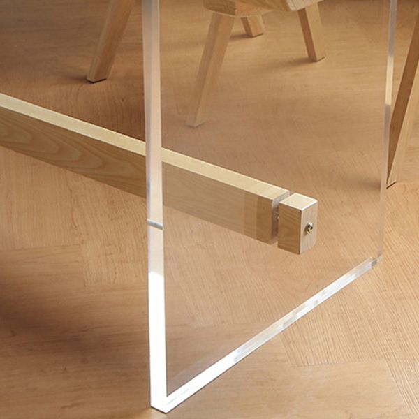 Rectangle Trestle Dining Table Modern Pine Wood Table for Kitchen