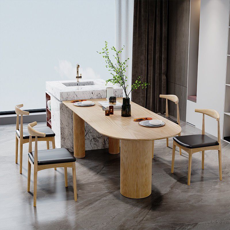 Free Form Pine Wood Table for Restaurant Modern Dining Table with 3 Legs