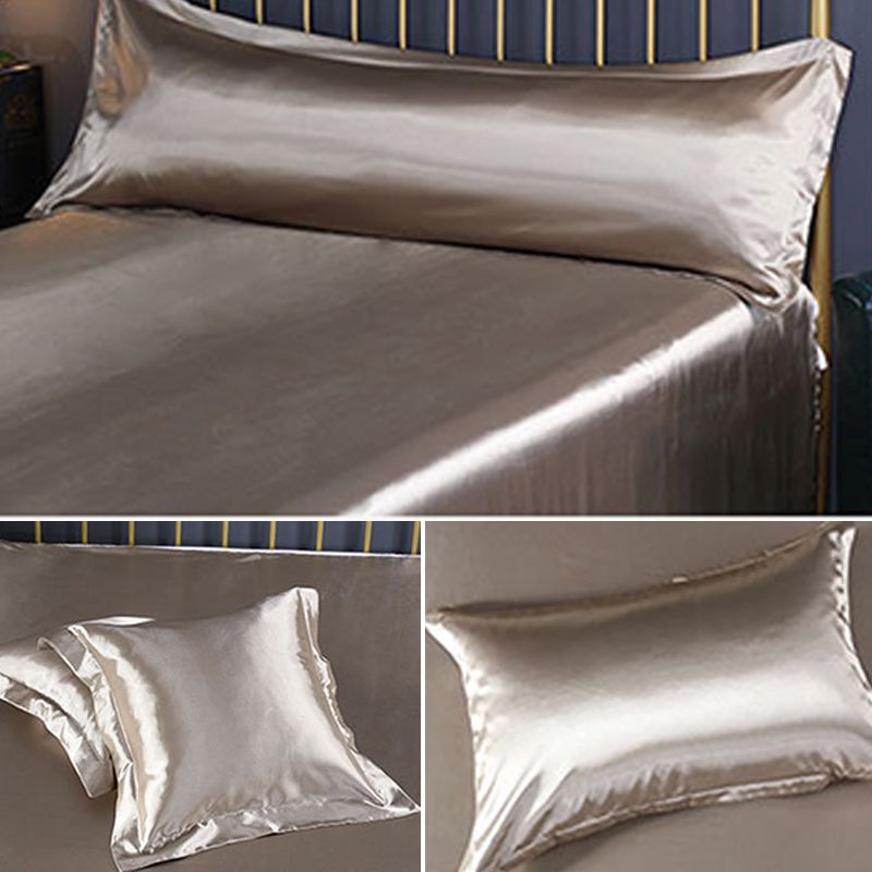 Bed Sheet Solid Color Sateen Weave Soft Breathable Bed Sheet