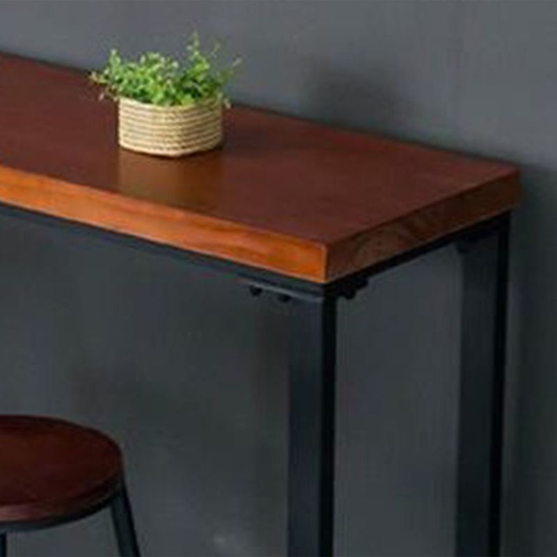 Industrial Rectangle Pine Wood Bar Table Set 1/4 Pieces Counter Table with High Stools
