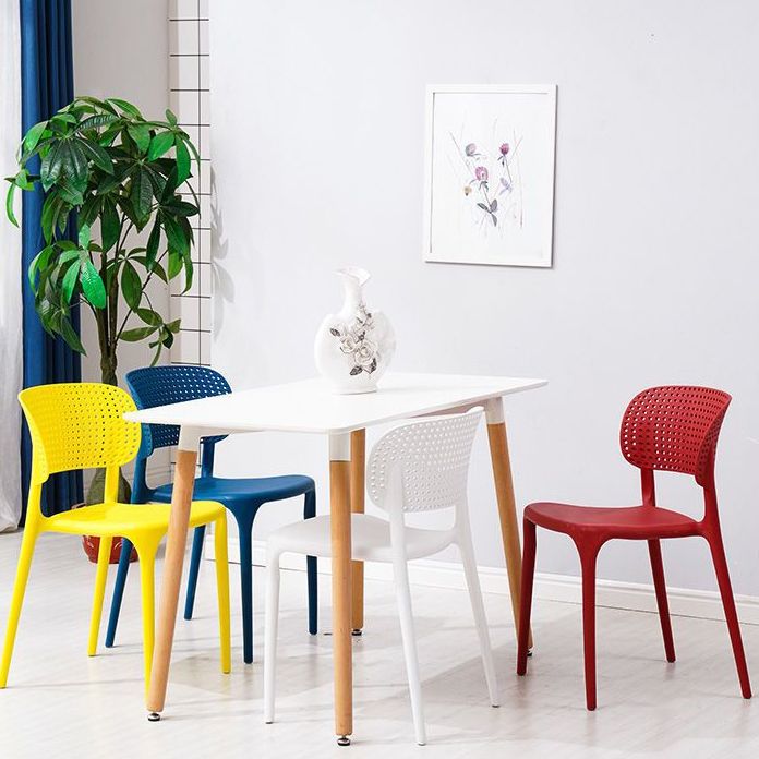 Open Back Dining Side Chair Stacking Plastic Dining Armless Chair