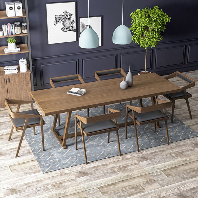 Industrial 1/5/7 Pieces Dining Set Rectangle Pine Wood Dining Table Set for Cafe
