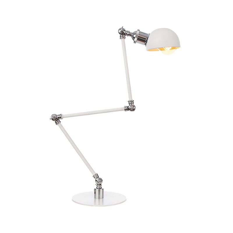 Dome Studeerkamer Leeslamp Metaal 4"/8,5" Breed 1 Licht Industrieel Stijlvolle Bureauverlichting in Wit, 8"+8"/8"+8"+8" Lengte Arm