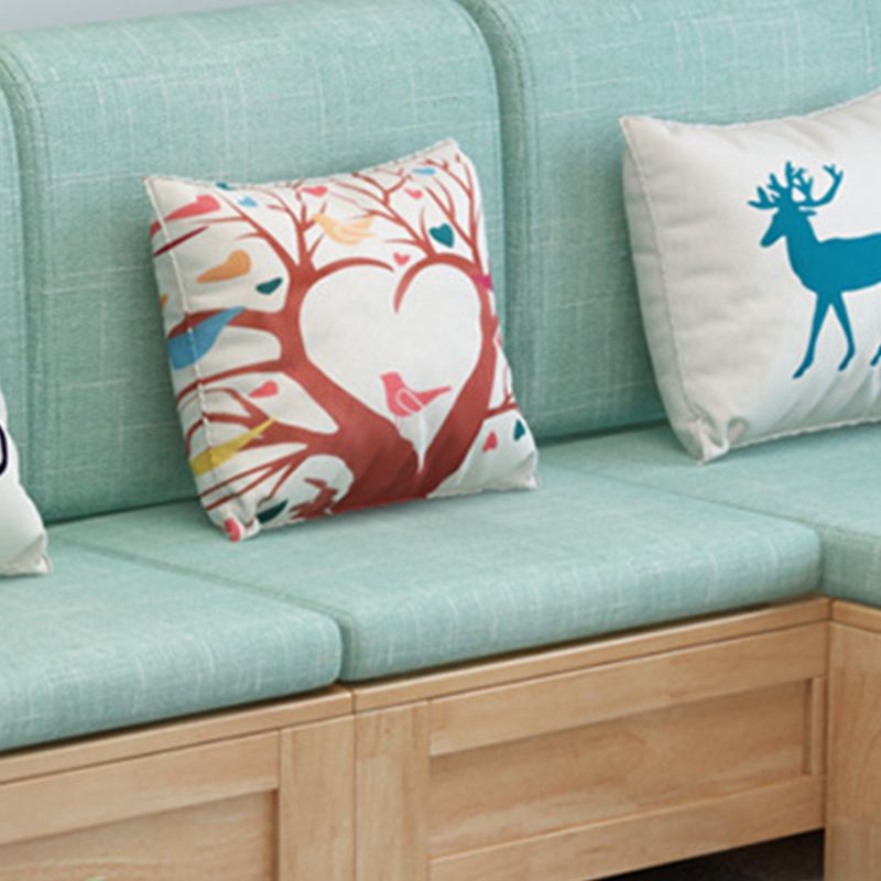 Nordic Settee Cushions Sectional Square Arm Fabric Seating for Living Room