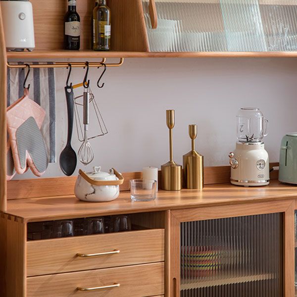 Contemporary Sideboard Table with Drawers Pine Solid Wood Dining Buffet